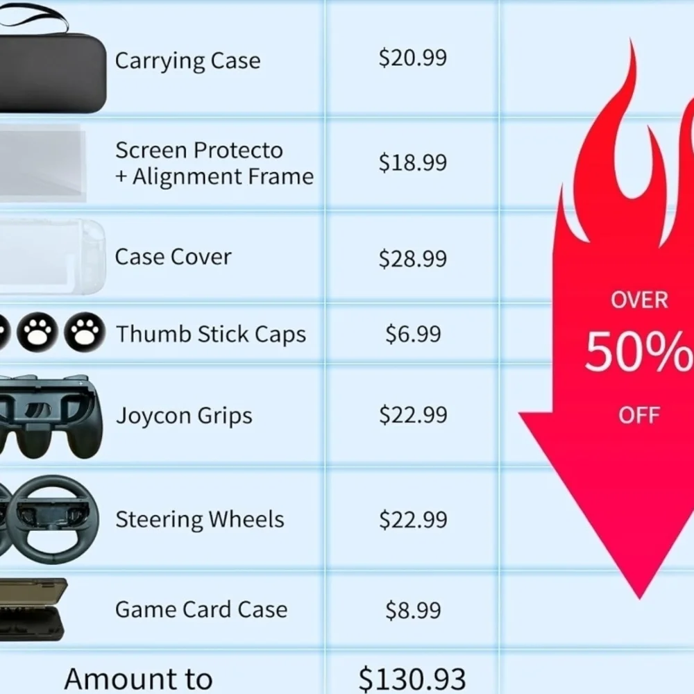 Handheld Gaming Case with Accessories - Black